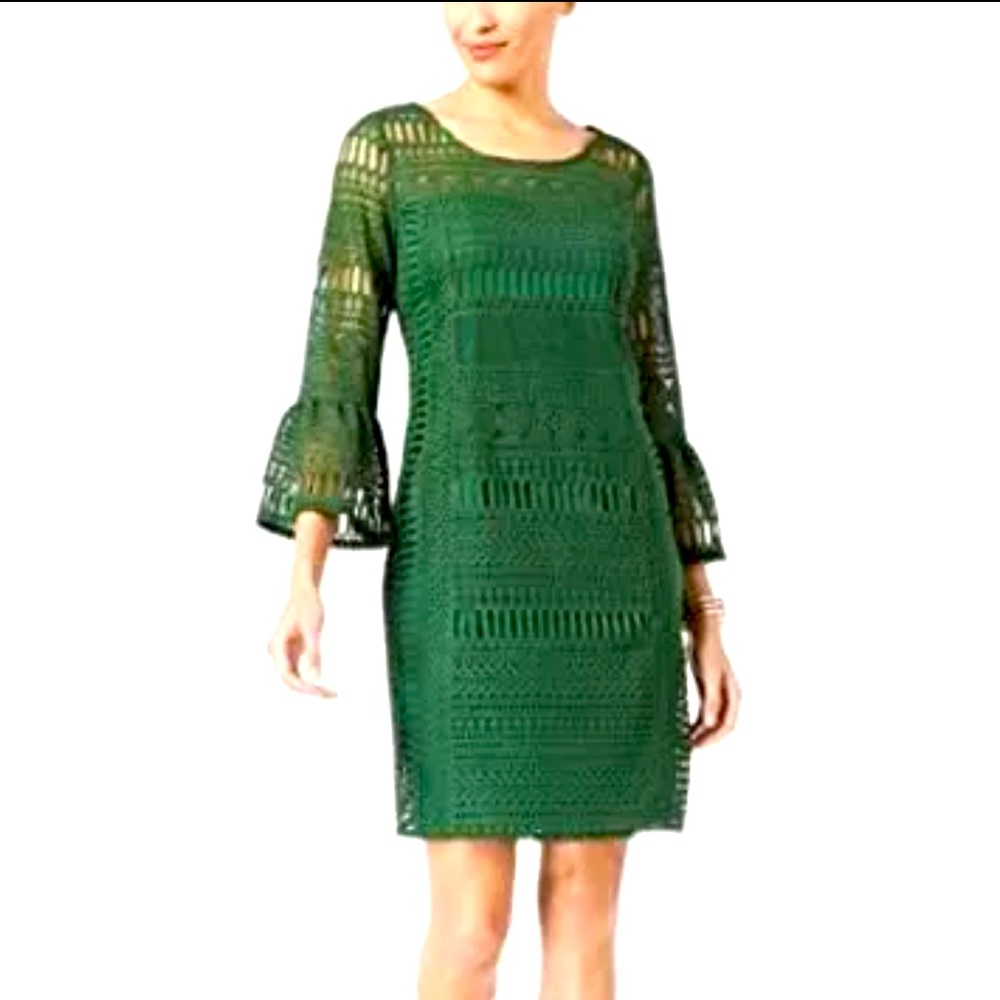 Alfani crochet illusion dress statement sleeves size 12